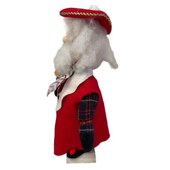 Santa Clause With Red Jacket Faux Glasses Carrying a Tree Wood Body Shoes On Pla - Picture 6 of 13